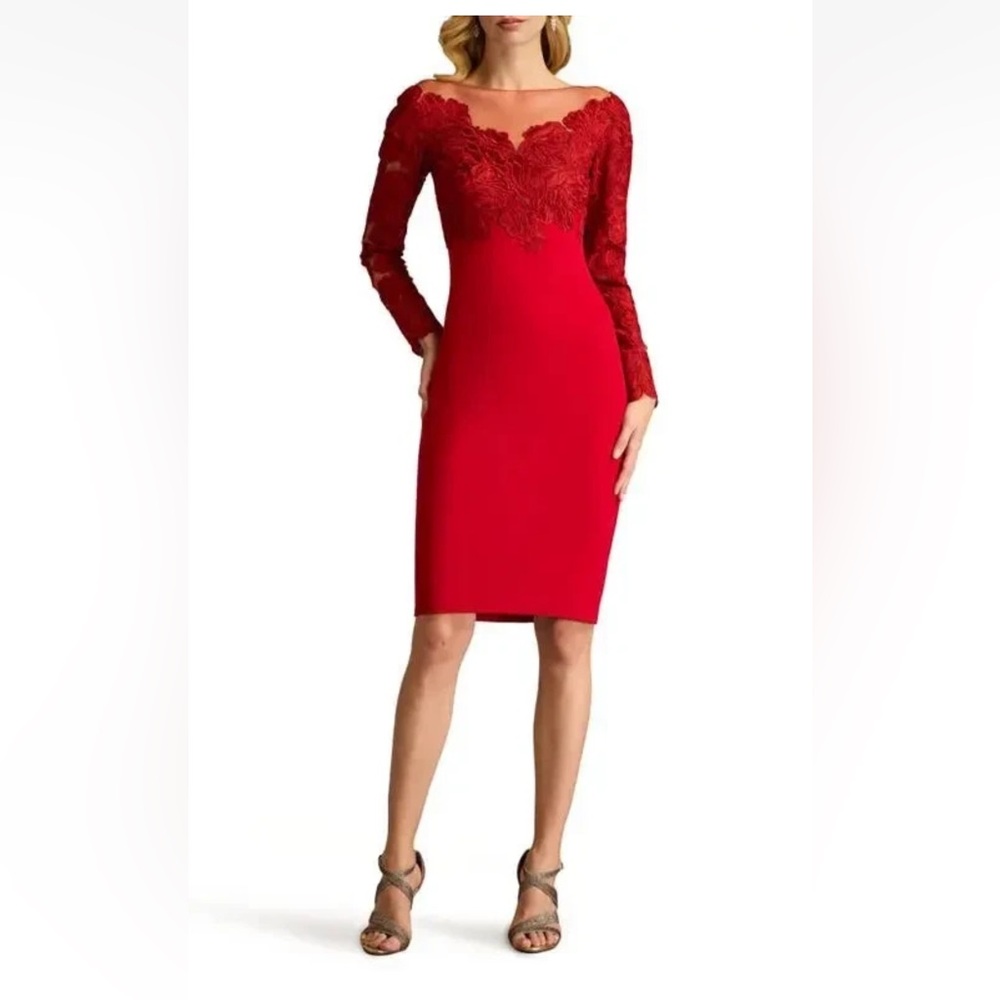 Tadashi Shoji Cranberry Lace Dress size 2 NWT